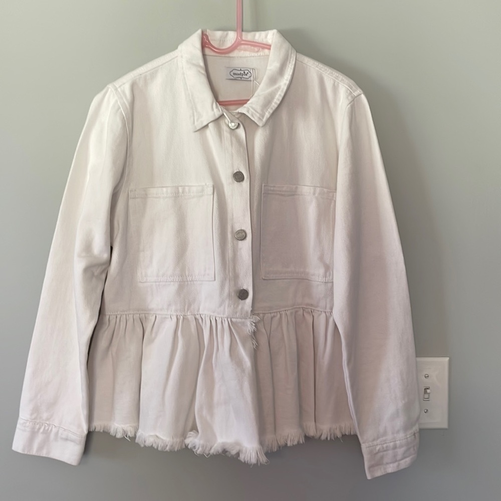 Mudpie White Denim Jacket